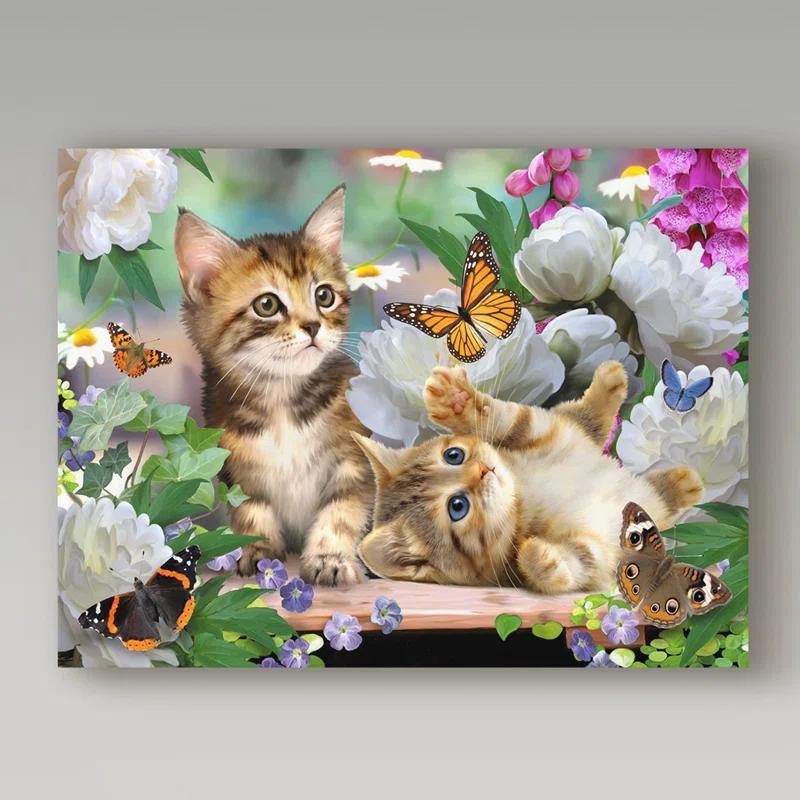 Trademark Fine Art " Kittens And Butterflies " by Howard Robinson