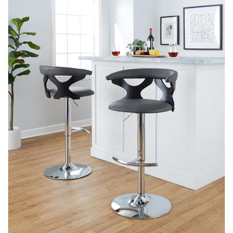 LumiSource Gardenia Swivel Upholstered Adjustable Height Counter Stool with Metal Frame (Set of 2)