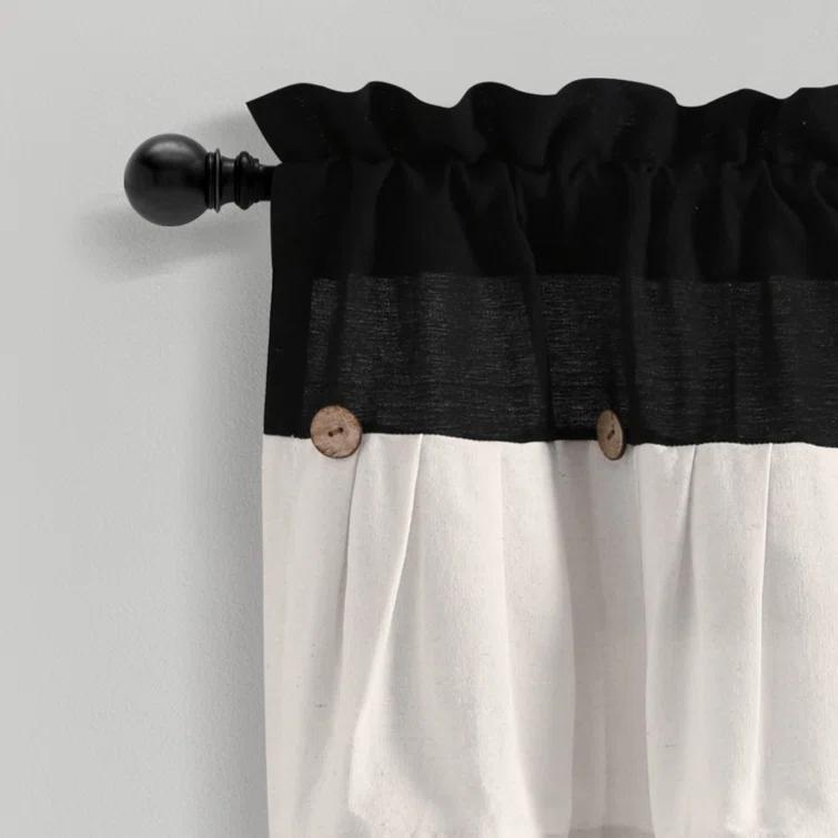 Lush Decor Linen Button Cotton Blend Tailored Window Valance