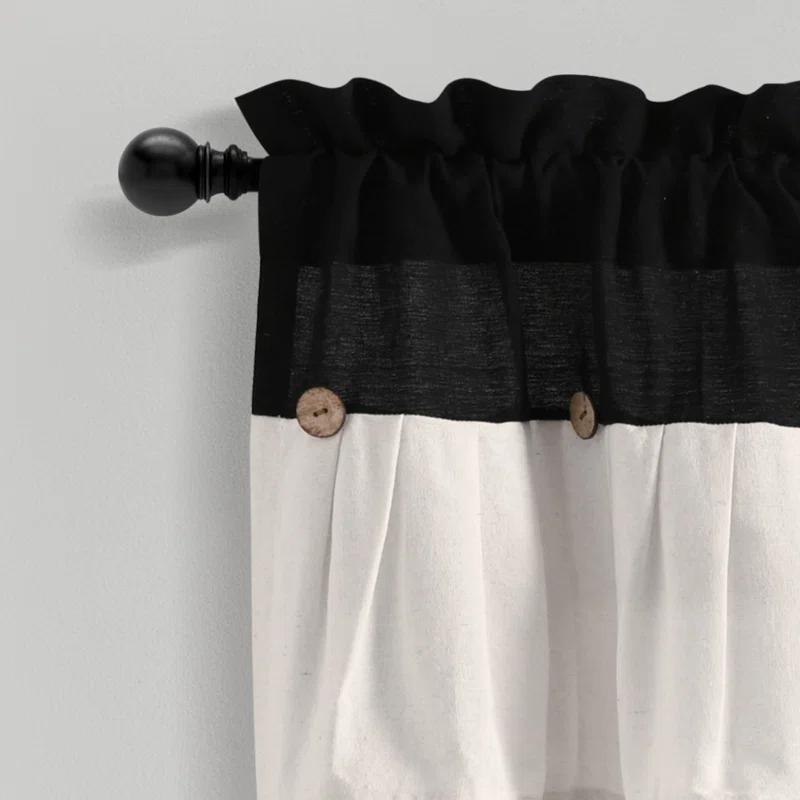 Lush Decor Linen Button Cotton Blend Tailored Window Valance