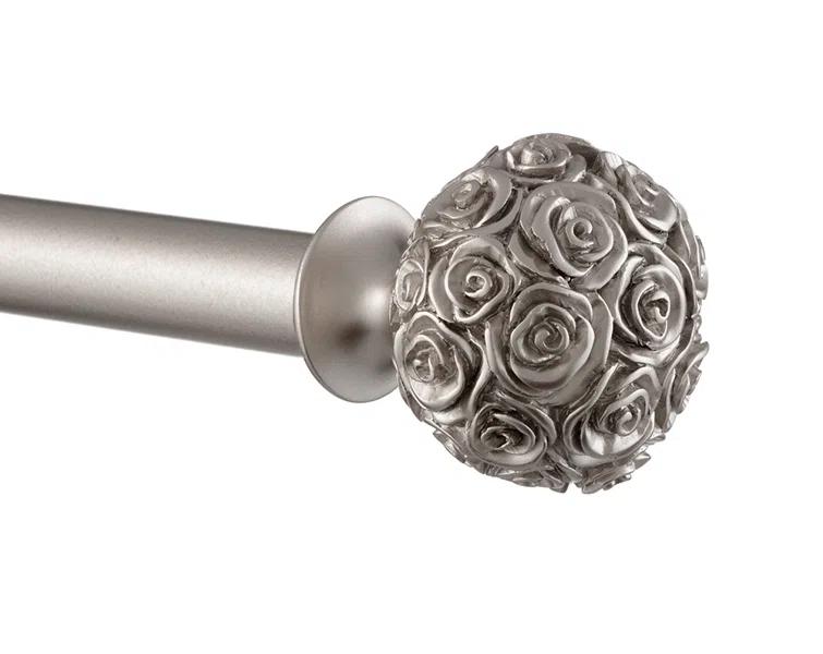 Rosdorf Park Etheredge Exclusive Home Peony 1" Curtain Rod and Coordinating Finial Set, Adjustable