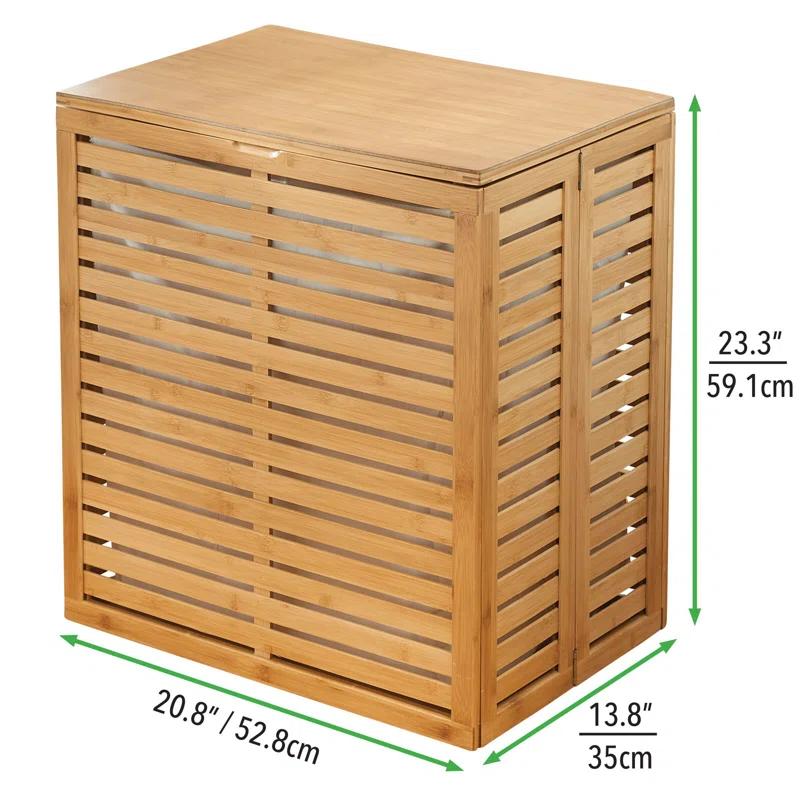 mDesign mDesign Bamboo Wood Foldable Laundry Basket Storage Organizer - Natural