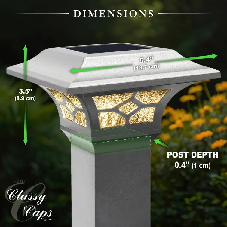 Classy Caps Low Voltage Integrated LED Aluuminum Fence Post Cap Light 2.5 In. X 2.5 In. with Base Adapter Included