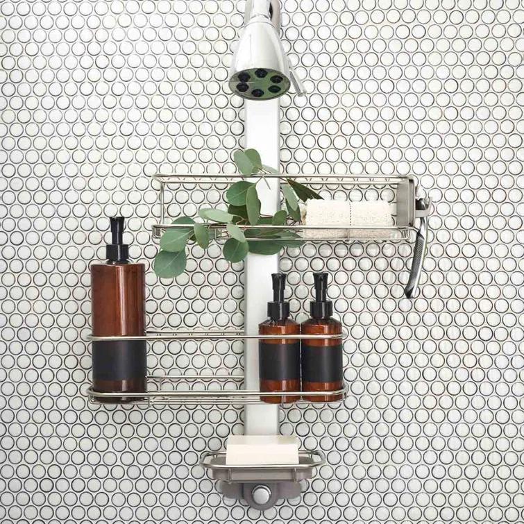 Simplehuman Medium Adjustable Shower Caddy, Stainless Steel/Anodized Aluminum Rust-Proof Frame