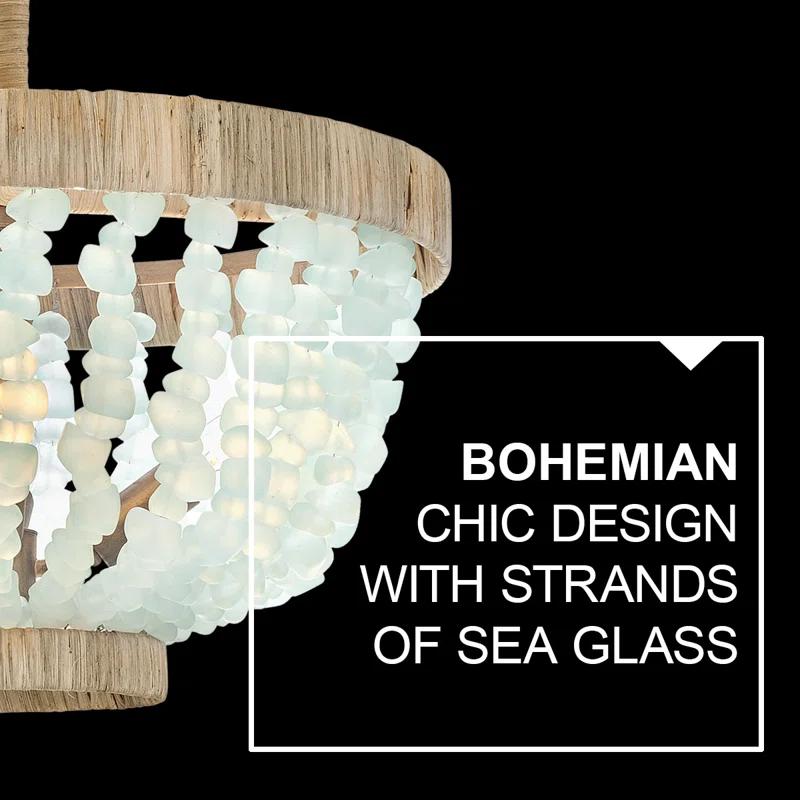 Dune Four-Light Hand-Strung Sea Glass Semi-Flush Mount Ceiling Light