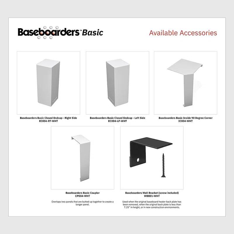 Baseboarders Baseboarders Basic Steel Easy Slip-On Baseboard Heater Cover Coupler - White
