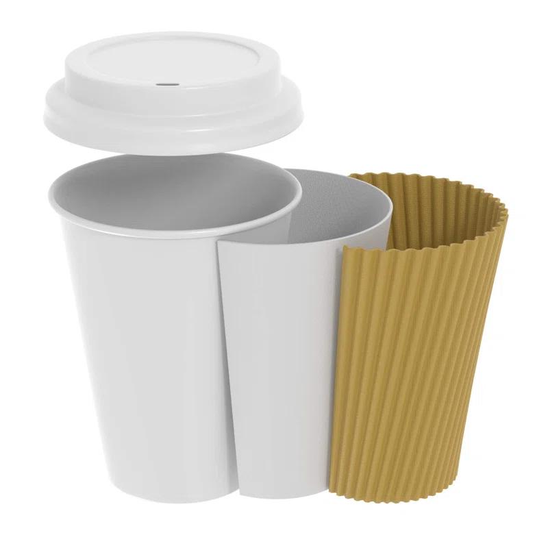 FAST APPLIANCES LLC Paper Cups,Cups,Disposable Cups 100 Pack 12 Oz Leak-Proof Coffee Cups With Lids And Sleeves Disposable Paper To Go Hot Coffee Cups For Home, Business, Office, Cafes And Parties