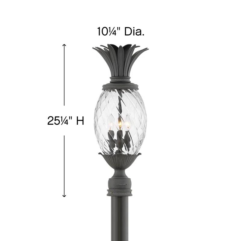 Museum Black 25.25" LED Post Lantern with Clear Optic Glass