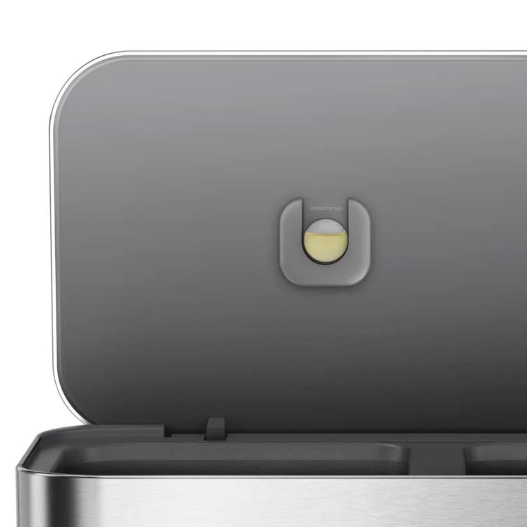 Simplehuman 58 Liter Recycling Kitchen Trash Can with Liner Pocket, Brushed Stainless Steel