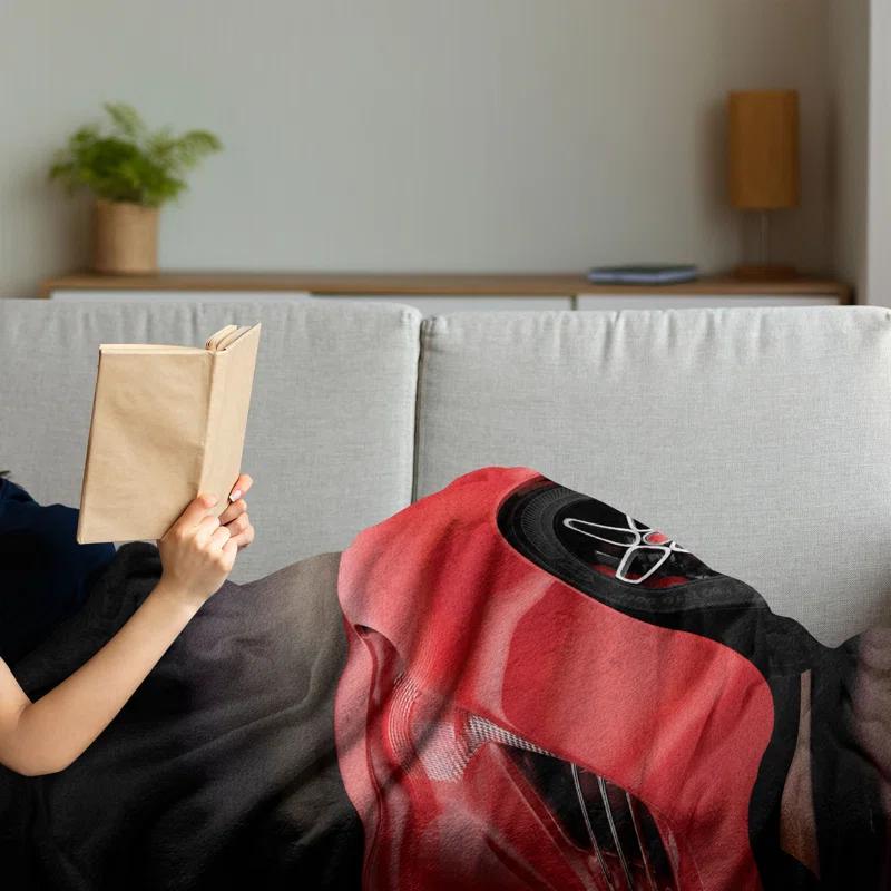 Ambesonne Ambesonne Car Fleece Throw Blanket Futuristic Red Sports Red Black