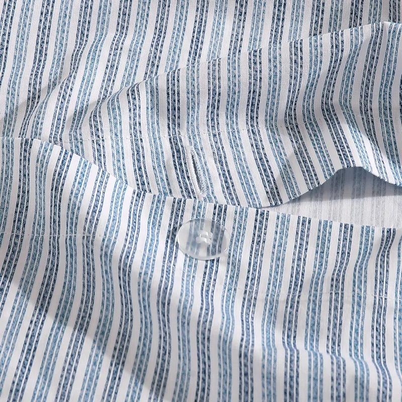 Eddie Bauer Eddie Bauer Ticking Stripe Navy Cotton Percale Duvet Cover Set