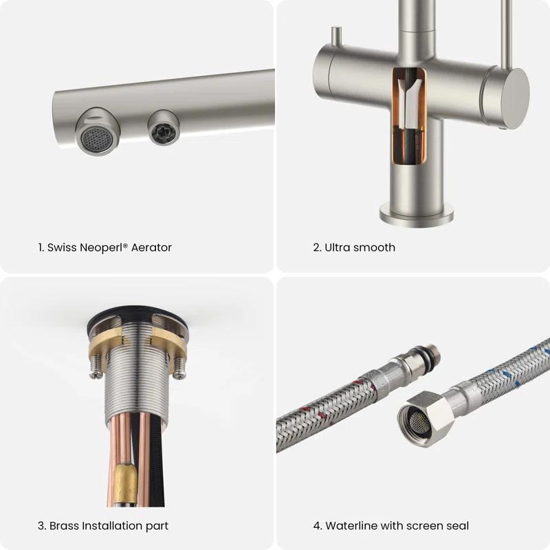 KIBI KFF502BN KIBI Circular 2-in-1 Single Hole Pull Out Kitchen Faucet