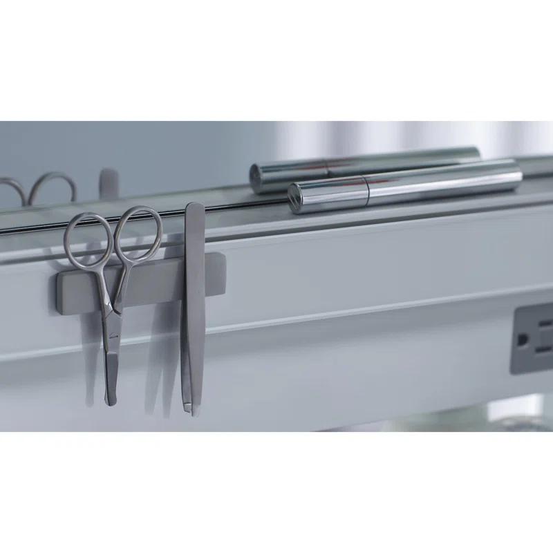 AiO Recessed Frameless Medicine Cabinet with 6 Adjustable Shelves and LED Lighting