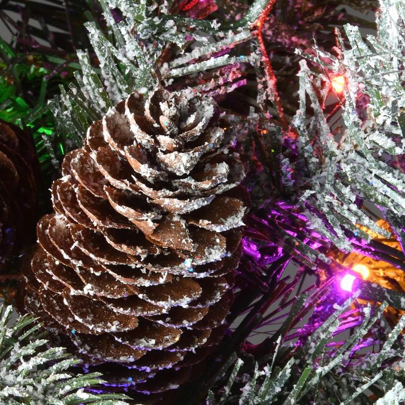 The Holiday Aisle® 24" Snowy Morgan Spruce Wreath with Dual Color LED Cosmic Lights