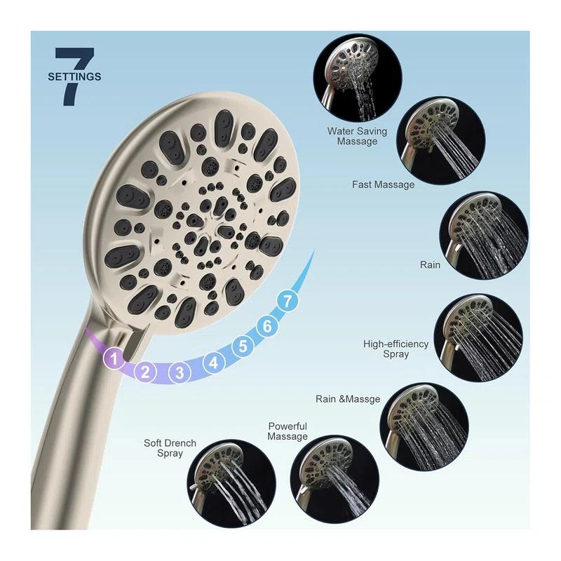10'' High Pressure Rainfall Shower Head/Handheld Showerhead Combo with 12'' Adjustable Curved