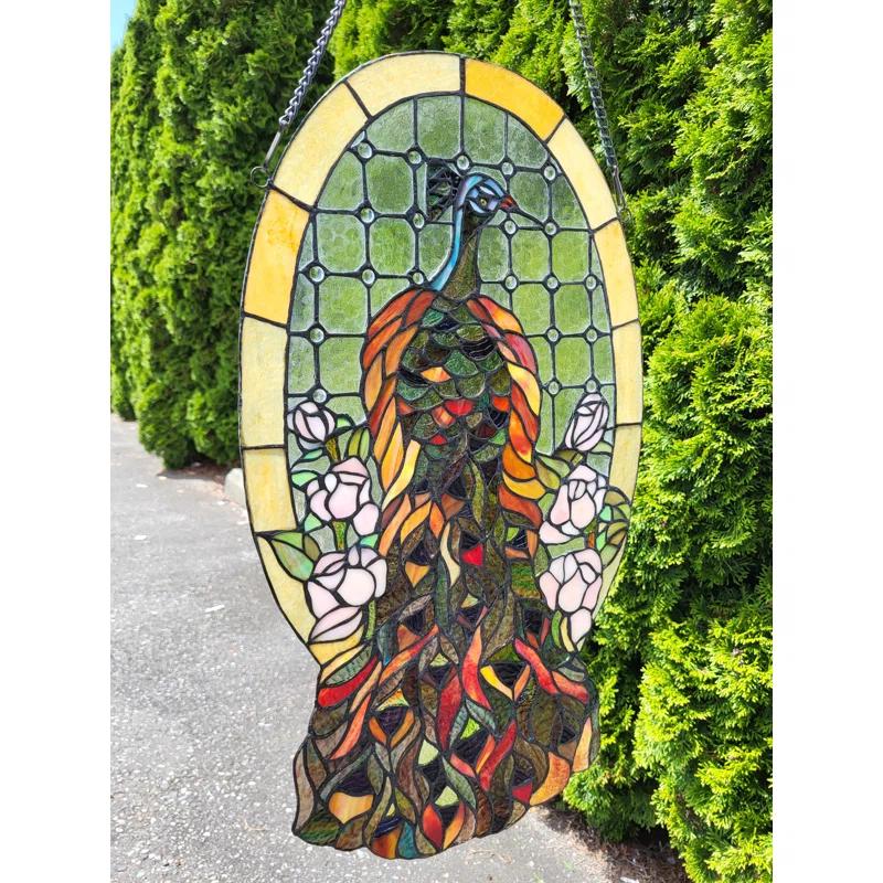 Fine Art Lighting Stained Glass Peacock Window Panel | Wayfair