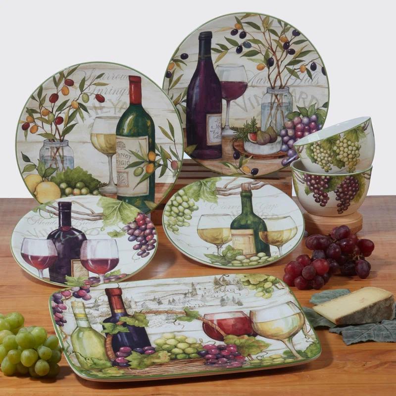 Certified International Meadow Brook Vineyard Set Of 4 Dinner Plate 10.5" 2 Asst.