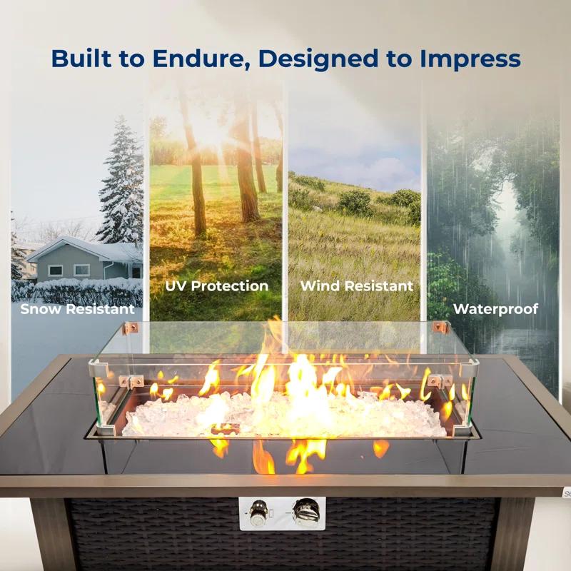 SereneLife 24.8" H x 43.31" W Propane Outdoor Fire Pit Table