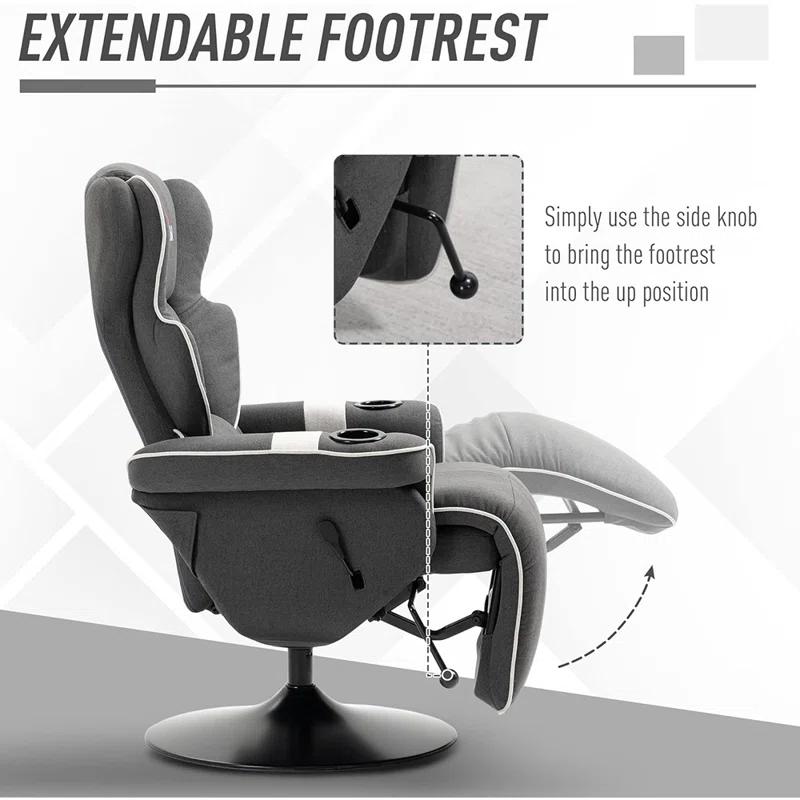 HomCom Faux Leather Manual Swivel Ergonomic Recliner | Wayfair