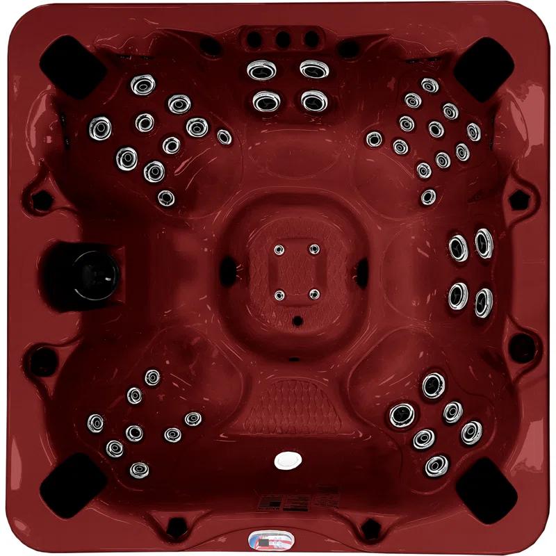 American Spas 7-Person 56-Jet Premium Bench Spa Standard Hot Tub With Sound System And LED Waterfall
