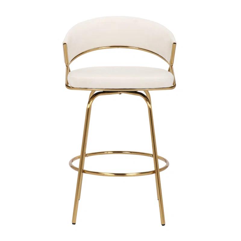 George Oliver Lakyia Swivel Upholstered Counter Stool with Metal Frame (Set of 2)