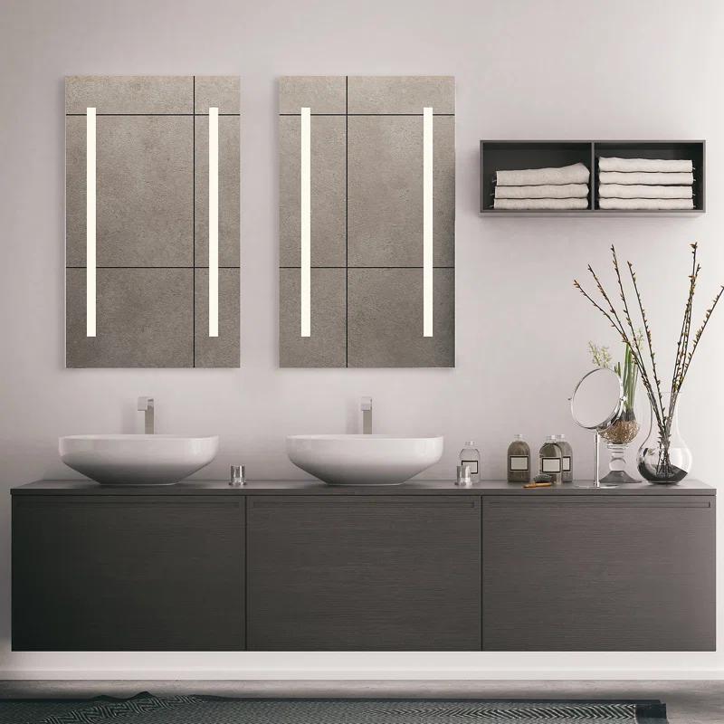 Robern YC2440D4P1R3 Recessed Frameless 1 Door Medicine Cabinet with 4 Adjustable Shelves and LED Lighting and Electrical Outlet