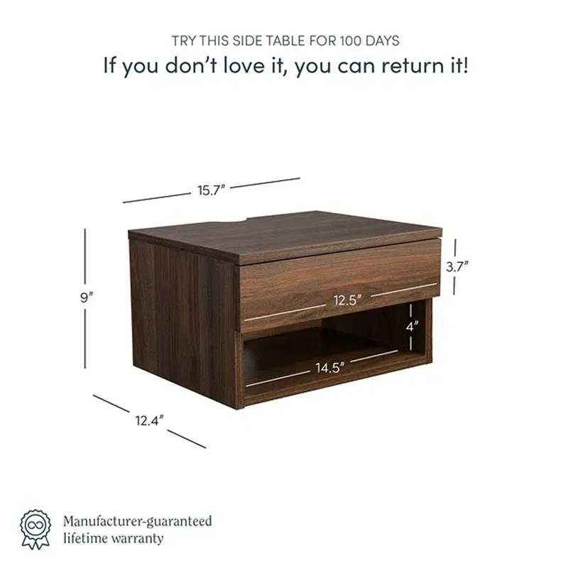 Nathan James Modern Floating Bedroom Nightstand with Storage Drawer and Open Shelf Cubby & Reviews | Wayfair