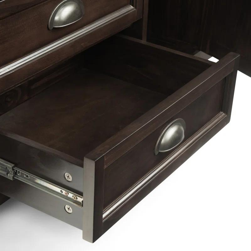 Simpli Home Burlington 72"W Solid Wood TV Stand for TVs up to 80" with 4 Cabinets