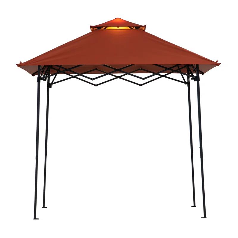 Sunjoy SUNJOY 8' x 5'  Pop up Grill Gazebo Double Tiered Outdoor Gazebo Standing-Height Canopy with Magnetic LED Light, Adjustable Ceiling Height, for BBQ,Picnics, Outdoor Events