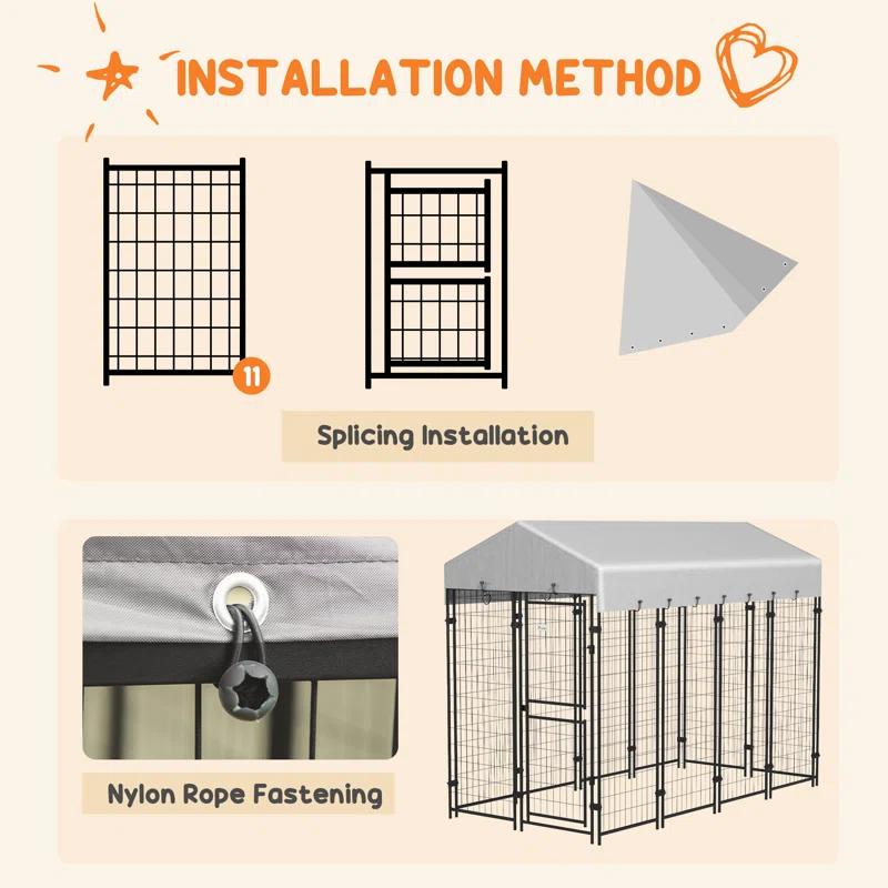 72'' H Galvanized Steel Yard Kennel With Door