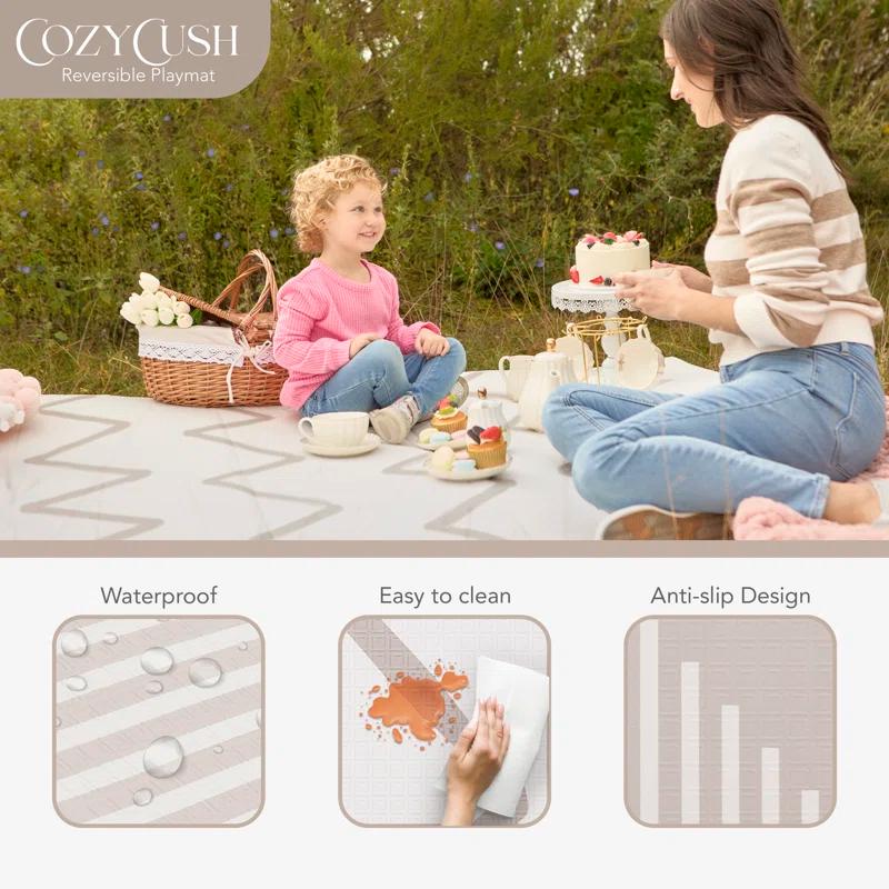 Evolur Evolur Cozycush Reversible Non-toxic Baby Kids Playmat  || Foldable Large Thick Foam Crawling Playmats For Toddlers|waterproof Portable Playmat For Babies | Yoga/picnic/game Mat|indoor/outdoor