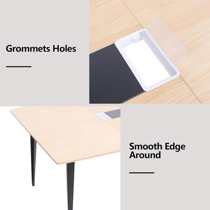 Jonti 8 ft Conference Table, 94.49" L X 47.24" W X 29.53" H Meeting Seminar Table With Grommet