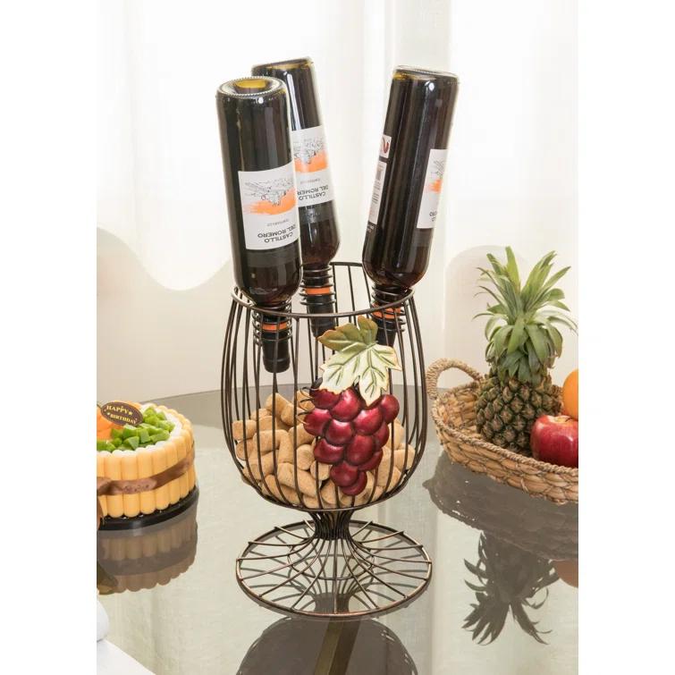 Fleur De Lis Living Vern Goblet 3 Bottle Tabletop Wine Bottle Rack