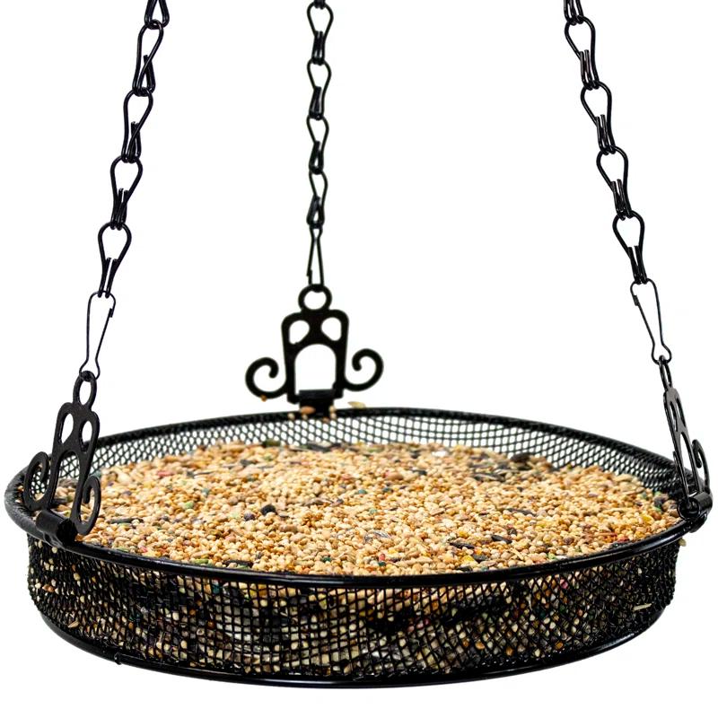 Sorbus Sorbus Metal Bird Feeder Hanging Tray in Black