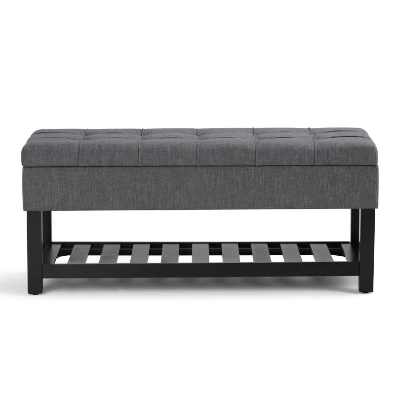 Simpli Home Saxon 43"W Tufted Transitional Storage Ottoman Bench with with Lift-Top Lid