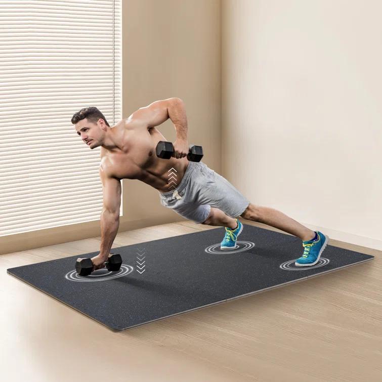 VEVOR 12 PCS 0.56" Thick Gym Floor Mats, 24" x 24" EVA Foam & Rubber Top Interlocking Workout Floor Mats