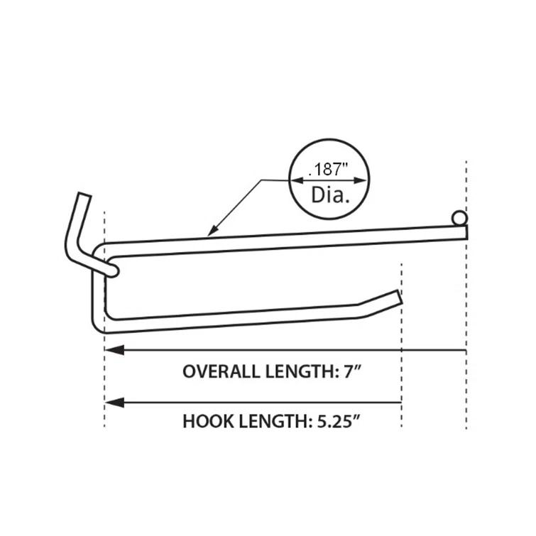 Azar Displays 6" Metal Wire Flip Scan Hook .187" Diameter, 50-Pack (Set of 50)