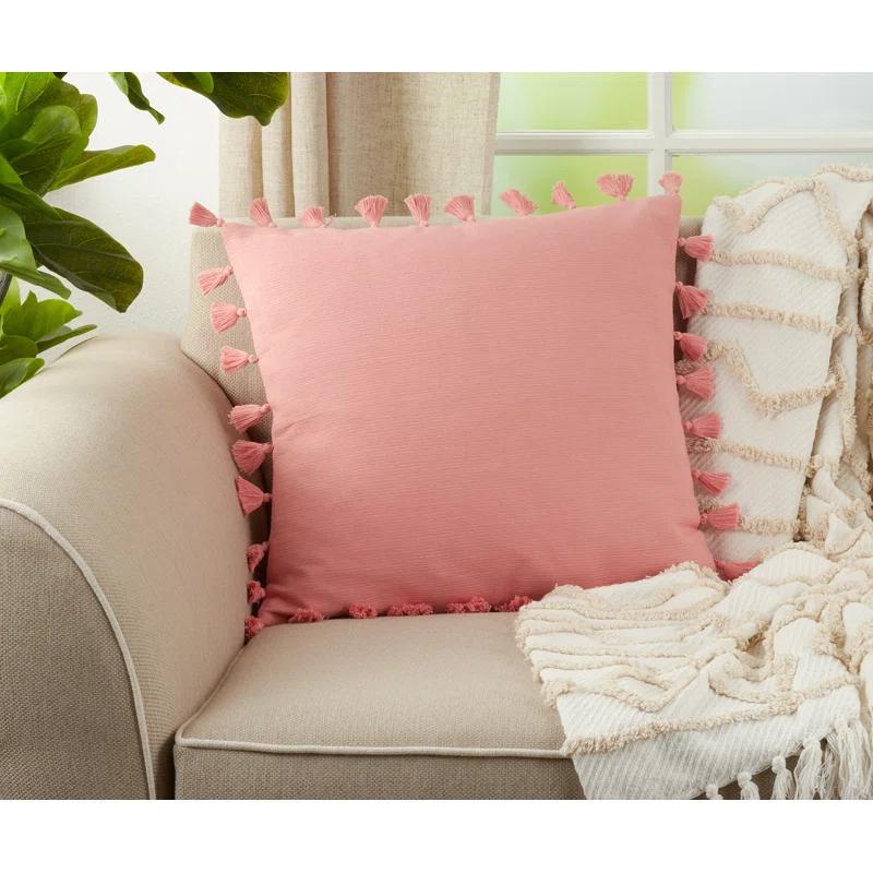 Saro Mabel Collection Tassels Cotton Throw Pillow