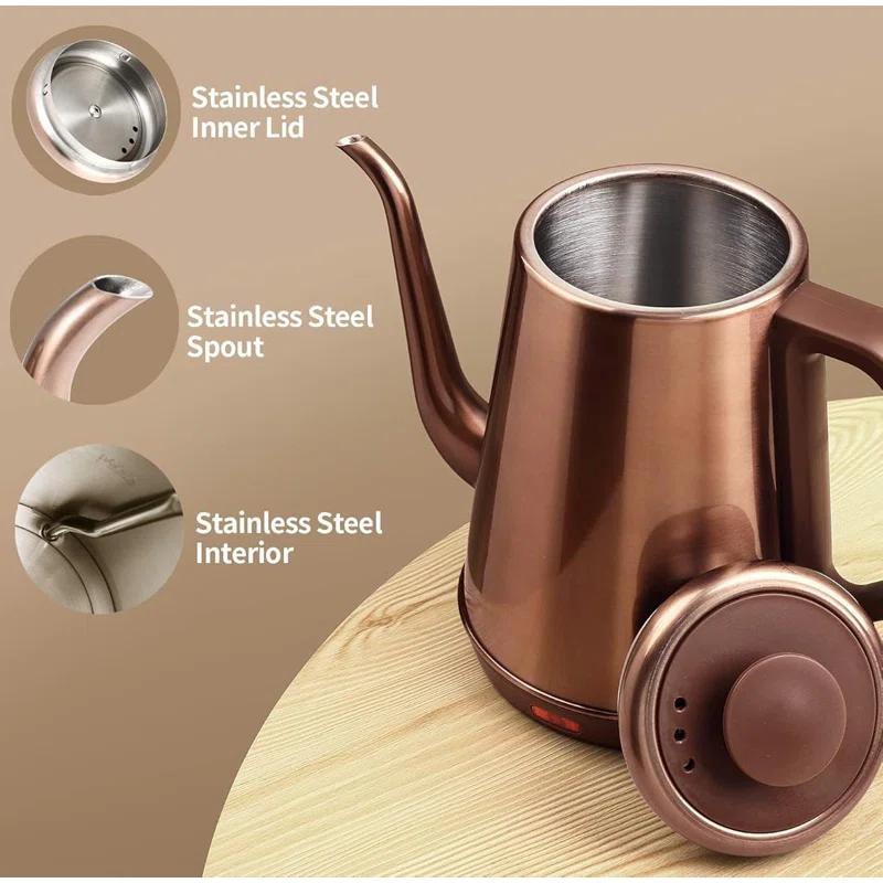 Zolosh Gooseneck Electric Kettle with Thermometer 1L