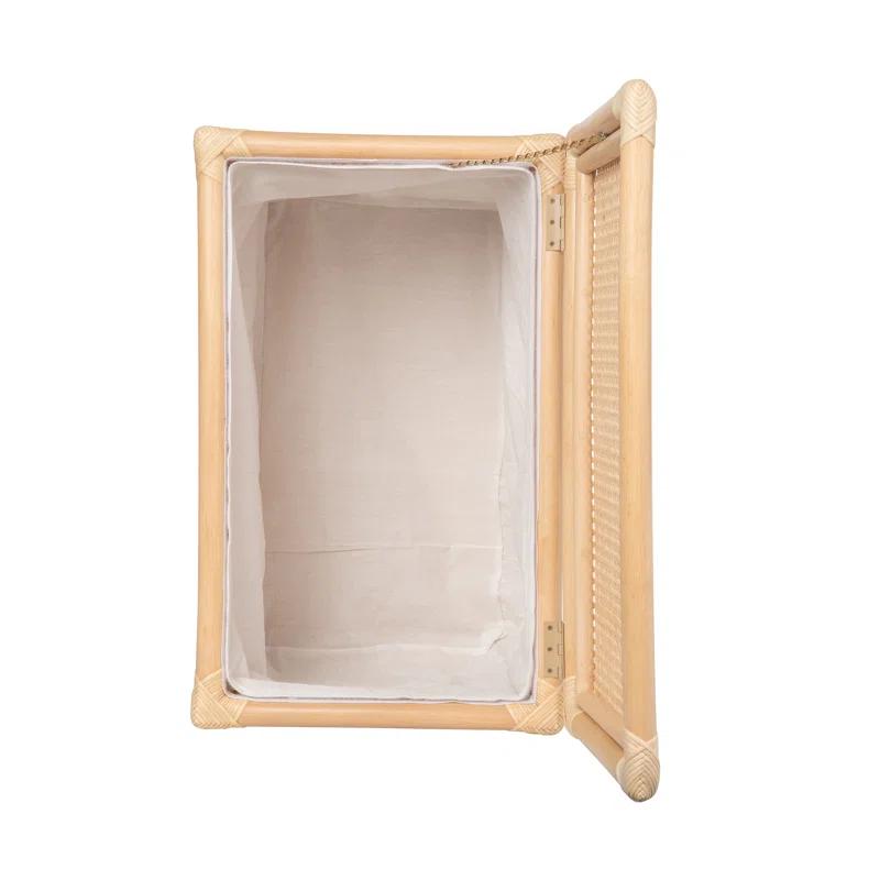 Kouboo Rectangular Rattan Cane Clothes Hamper and Laundry Basket with Removable Liner & Lid, 2 Loads