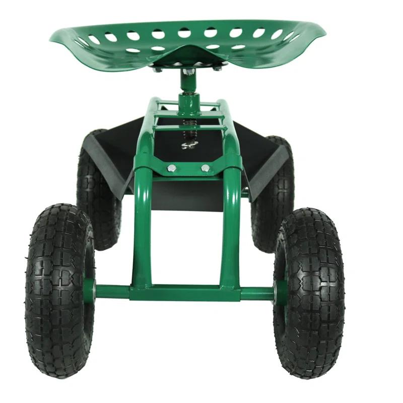 SunnyDaze Decor Steel Rolling Garden Cart Scooter with Swivel Seat and Tool Tray