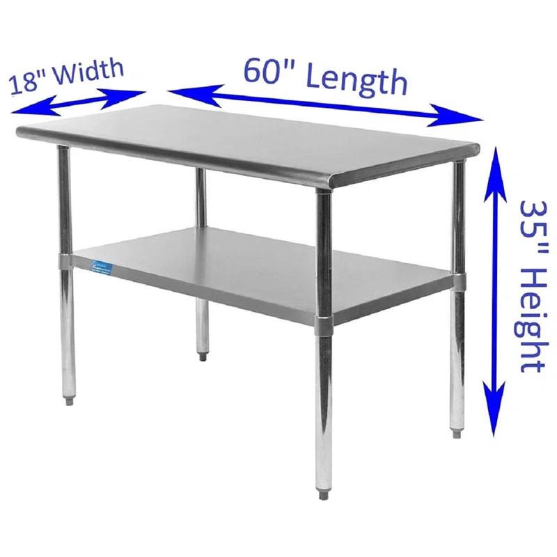 Amgood Stainless Steel Work Table with Undershelf. Metal Prep Table. NSF - Certified
