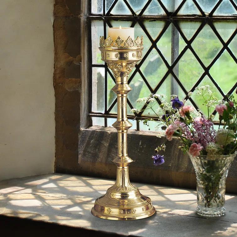 Design Toscano Brass Tabletop Candlestick