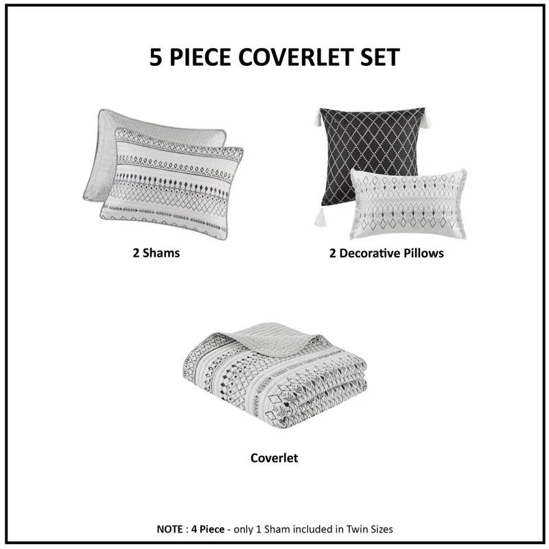 Madison Park Fraser 3 Piece Printed Seersucker Quilt Set
