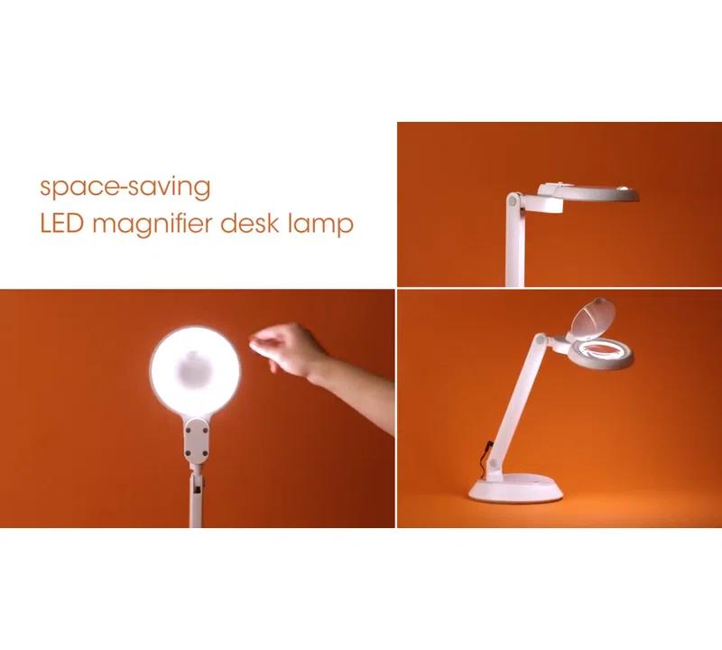 OttLite OttLite Space Saving LED Magnifier Desk Lamp - 1.75x Optical Grade Magnifier, Pivoting Head