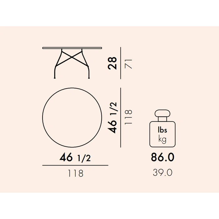 Kartell Glossy Round Metal Base Dining Table