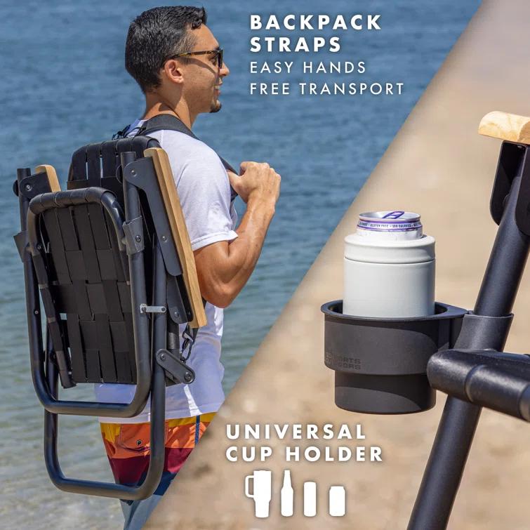 GoSports GoSports Outdoors WOVN Premium Beach & Camping Chair - Folding Backpack Chair for Adults