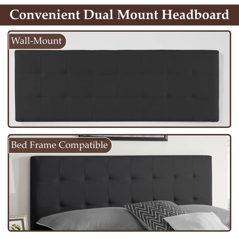 Latitude Run® Classic Tufted Adjustable Upholstered Queen Headboard in Linen Fabric, Metal Legs