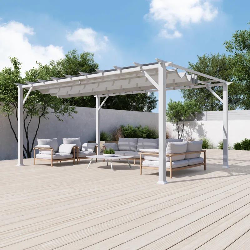 Paragon-Outdoor Florence  Aluminum Pergola in Powder-Coated Finish with Adjustable Canopy