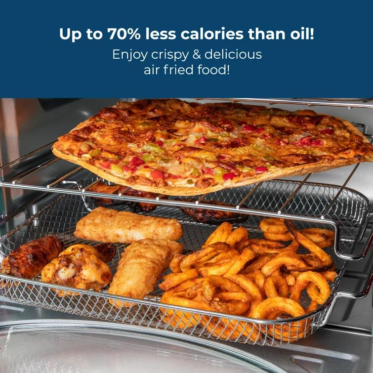 Nostalgia Nostalgia Large-Capacity 0.7-Cu. Ft. Capacity Multi-Functioning Retro Air Fryer Toaster Oven, Fits 12 Slices of Bread and Two 12-Inch Pizzas, Built In Timer, Includes Baking Pan, Wire Racks and Crumb Tray